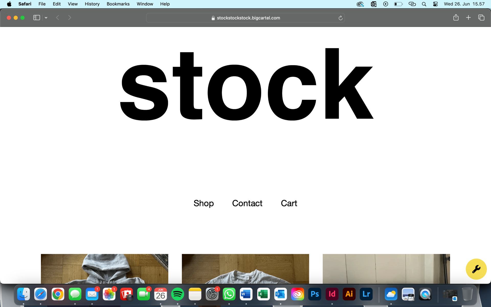 Online store — minimal storefront landing page with bold typography